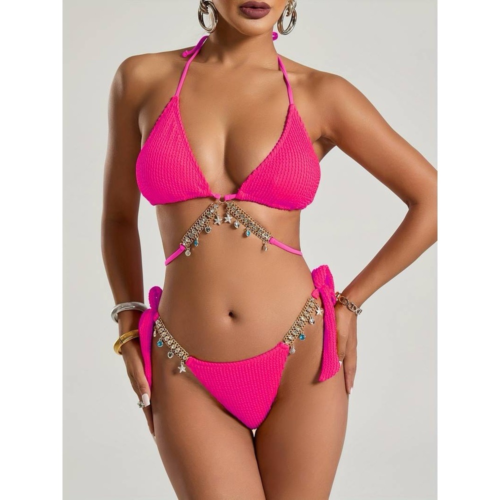 Pink Beaded Bikini Set